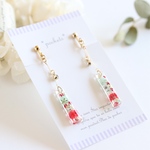flowerミニスティツクピアス/イヤリング　レッド系