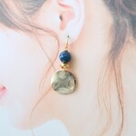 ファセット（プルシアンブルー）とメタルウェーブ♡ピアス・イヤリング♪【K18・K14GF/14kgf対応】
