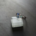 ブルーカイヤナイト＆インディゴブルーカイヤナイト＆グリーンカイヤナイト　3粒ＣＺラインリング　SILVER925