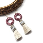 new♡tassel× earrings（pink・offwhite）