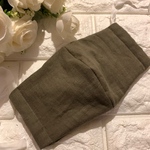 無地カーキ色入荷しました！女性用トリプルガーゼ生地の立体マスク！ひもが選べます！
