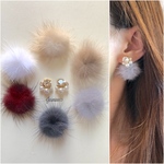 ミンクファー ビジュー  ファー ピアス