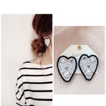 ビーズ刺繍【モノトーン大きいハート】