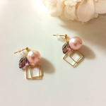 パールとリーフがかわいいピアス