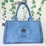 カナパ風だまし絵・トートバッグ★水色プラダ・トロンプイユ