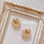 no.585 ライトゴールド ネット ストーン ピアス、イヤリング