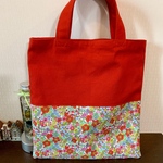 [ayapopchan様オーダー品] リバティ帆布の音楽バッグ＜Flower Tops＞レッド