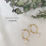 ゴールドフープ×淡水パールピアス