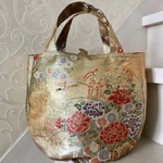 送料込 元録花車図 帯 リメイク   トートバッグ