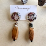 Agate×botanical wood 大ぶりピアス・イヤリング