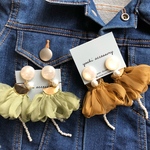 【再販2】2way シェル風×シフォン×コットンパール　ピアス/イヤリング