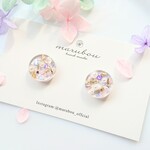 パールとお花(パープル)ピアス/イヤリング  