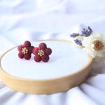 刺繍ピアス Bordeaux flower