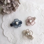 刺繍レースフラワーのベビークリップ/ヘアピン＊ホワイト天然石＊親子コーデ＊卒園式＊入園式