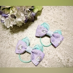 キッズリボン ラベンダー×ミントグリーン ハート