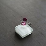 ロードライトガーネット＆ピンクトパーズ　2粒クーランデールリング　SILVER925