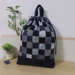 【お着替え袋】【体操服袋】ブラックブロック柄