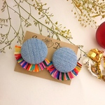 サーフスタイル！デニムくるみボタンピアス lightBLUE