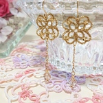 ゴールドフラワー＊スワロゆらキラ イヤリング～ピアス タティングレース