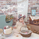 【Aくすみカラーの花冠】ヴィンテージ　フラワー　花かんむり　花冠　フラワー　クラウン　花　誕生日　結婚式　バースデー　1歳誕生日　エアハンマケ