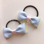 ♡再販♡全2色🎀ライトブルーボーダーのツインリボン 
