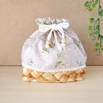 【SALE】すずらんの巾着袋＊グレー