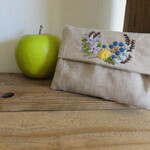 ポケットティッシュケース　実と花の刺繍