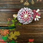 《つまみ細工》八重菊の帯留 淡墨桜