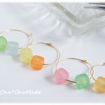 キューブキャンディ　のフープ　イヤリング or　ピアス
