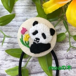 パンダ刺繍チューリップのヘアゴム🌷