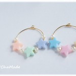 ミルキーカラー☆お星さま　の　フープ　イヤリング or　ピアス