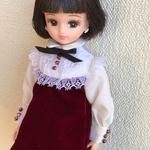 リカちゃん服(ベルベットのワンピース)