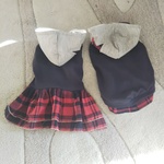 犬服！チェックのフワフワスカート！スター