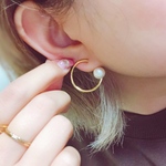 【まるでピアス】フープのパールイヤリング