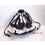 入園入学♡  お弁当袋*.• 巾着トートバッグ 持ち手付　ivory×blackストライプ