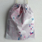 防水コットンの巾着袋  cloud