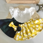 ネックレス風フリル袖トップス&スカート2着&ヘアアクセセット ＊メルちゃん ソランちゃんの服＊