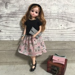 リカちゃん服　ブライス服　リバティプリントスカート　1/6ドール服