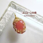 インカローズペンダント（ワイヤージュエリー☆ワイヤーアクセサリー☆ワイヤーラッピング天然石ネックレス）