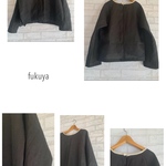 ro様ご注文品　黒リネン×生成りリネンのラグランスリーブプルオーバー