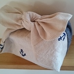 ＊お弁当袋＊イカリ刺繍リネン＊綿麻キャンバスネイビー