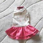 犬服！小さいなお花のフリフリ二重スカート