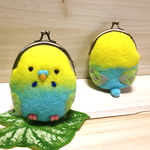 ぷっくら羊毛フェルトのセキセイインコがま口 246　＊再販＊