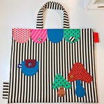 お値下げ中　レッスンバッグ　キノコ　ストライプ　001