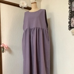 ハーフリネン　グレイシユ　ラベンダー　ワンピース💕