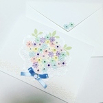 花束のメッセージカード❁︎封筒付❁︎pastel flower white