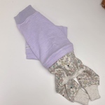 イタグレ服SS ラベンダー×小花柄 ５部袖ロンパース