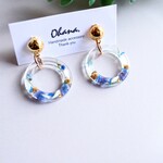フラワー サークル  イヤリング or ピアス(ブルー)