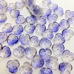 15個ガラスビーズ ペタル 花びら 花弁ブルーパープル＆シルバーアクセサリービーズ