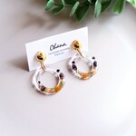 フラワー サークル ゴールド イヤリング or ピアス(パープル)